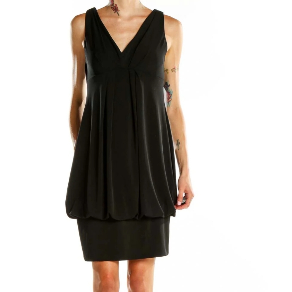ELIZA J New York Women's‎ Black Sleeveless Plunging V-neck Drape dress Size 6P